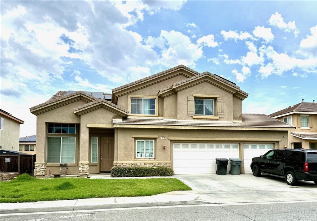 Welcome to this beautiful two-story home offering 2,903 sq. ft. of spacious living. Featuring 4 bedrooms, 3 bathrooms, and a huge upstairs bonus room. This home is designed for both comfort and style. The inviting living room showcases high ceilings, giving it lots of natural light, plantation shutters and a stunning staircase with wrought iron details, leading to the upstairs bedrooms. Upgraded laminate flooring and baseboards flow throughout the home, adding a modern touch.
The heart of the home is the expansive kitchen, complete with an abundance of cabinets, a large granite island, a stunning full backsplash, stainless steel appliances, and an open layout that seamlessly connects to the oversized family room—perfect for entertaining. A convenient downstairs laundry room adds to the functionality.
Upstairs, you’ll find the primary bedroom, plus three other bedrooms, and a massive bonus room that can serve as a game room, office, or media center. Cabinets for extra storage right off the hallway. Outside offers a huge backyard with endless possibilities - for gatherings, play, or even a future pool. This home also comes equipped with 32 energy-saving solar panels, at a low monthly payment of $202, and it also offers a full water filtration system. Property is situated close to Ramona Express Way, Shopping, Schools, Soboba Casino and Diamond Valley Lake.