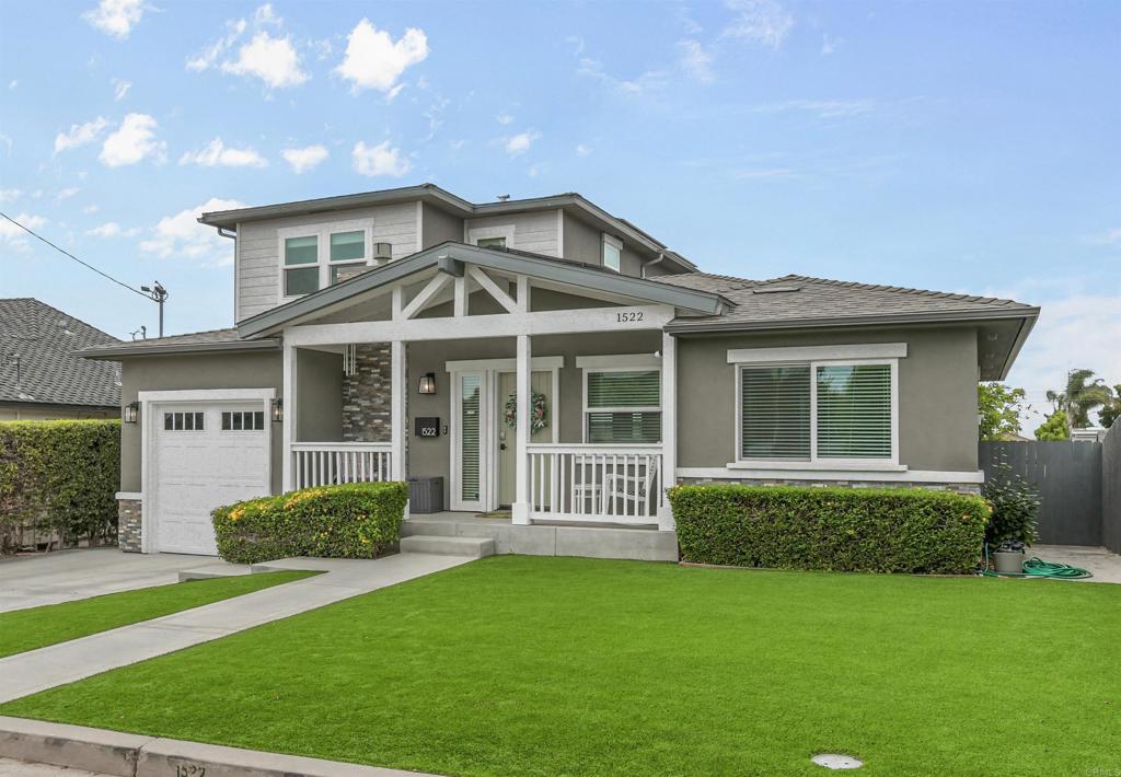 High atop a hill in Bay Park, one of San Diego’s most sought-after neighborhoods, this beautifully rebuilt 2020 Craftsman home has breathtaking views of Mission Bay, SeaWorld, the Pacific Ocean, and San Diego sunsets. The 2017 sq ft two-story residence offers 3 bedrooms plus an optional 4th bedroom/office, and 3.5 baths. The open, light-filled floor plan has quality finishes, luxury flooring, plush carpet, and custom window coverings throughout. The spacious living room has a cozy fireplace, while the chef’s kitchen features a large island, 5-burner gas range, upgraded stainless steel appliances, quartz countertops and custom cabinetry. The dining area flows seamlessly to a deck overlooking the view, one of several. 1st floor has 2 bedrooms, powder room and full bath, providing flexibility for guests and loved ones. Upstairs, the primary suite offers a private balcony with panoramic vistas, electric room-darkening shade, custom closets, and a spa-like bath with an oval soaking tub and large step-in shower. Optional 4th bedroom/office with ensuite full bathroom adds even more versatility. Additional highlights include a usable one-car garage with a 220v EV outlet, artificial turf front and back, paid solar to accommodate the hot tub and more, and a water softener to protect your new appliances (refrigerator, washer and dryer convey with sale). Fully fenced lot is one of the largest in area. The Overlook Heights neighborhood of Bay Park offers incredible views and convenience to the 5 and 8 freeways, Sea World, Little Italy, Old Town, Aquatic Mission Bay Park and the natural beauty of Tecolote Canyon. ******This home was torn down and rebuilt in 2020. Recent Updates Since 2020: Fully owned solar (2021), upgraded kitchen appliances (2022), hot tub (2022), custom window coverings (2021), electric shade in primary (2022), rain gutters (2021), Rayne water softener (2022), mini-split AC in primary (2022), new turf front and back with additional fencing (2022), custom closets in primary (2023).