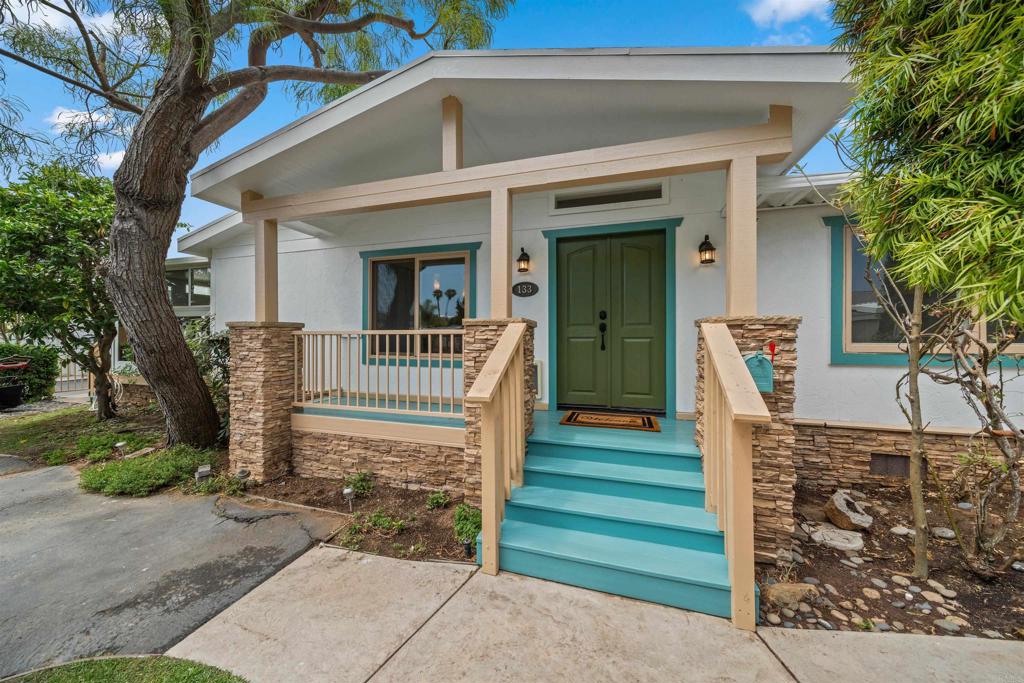 This 2 BR, 2 BA Craftsman Bungalow in Riviera Mobile Home Park features a double lot with a bonus area/office off the primary bedroom and a covered patio overlooking one of the few yards in the community. The home includes two-car parking, an attached storage shed, and access to community amenities including a pool, clubhouse, game room, and laundry. Located in the heart of Leucadia this home is walkable to multiple beaches, restaurants and is easy access into downtown Encinitas and the I-5 freeway. Additionally, this all-ages community is located within the top-rated school districts of Encinitas Elementary School District and San Dieguito Union. The space rent is $2,950 per month with no HOA, no traditional property tax, and home must be owner occupied, no rentals allowed.