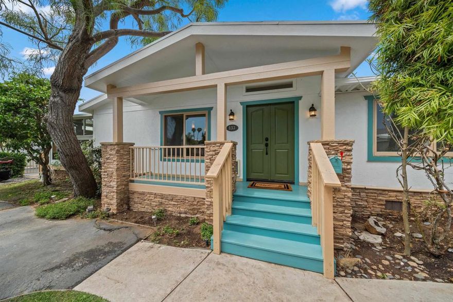 This 2 BR, 2 BA Craftsman Bungalow in Riviera Mobile Home Park features a double lot with a bonus area/office off the primary bedroom and a covered patio overlooking one of the few yards in the community. The home includes two-car parking, an attached storage shed, and access to community amenities including a pool, clubhouse, game room, and laundry. Located in the heart of Leucadia this home is walkable to multiple beaches, restaurants and is easy access into downtown Encinitas and the I-5 freeway. Additionally, this all-ages community is located within the top-rated school districts of Encinitas Elementary School District and San Dieguito Union. The space rent is $2,950 per month with no HOA, no traditional property tax, and home must be owner occupied, no rentals allowed.