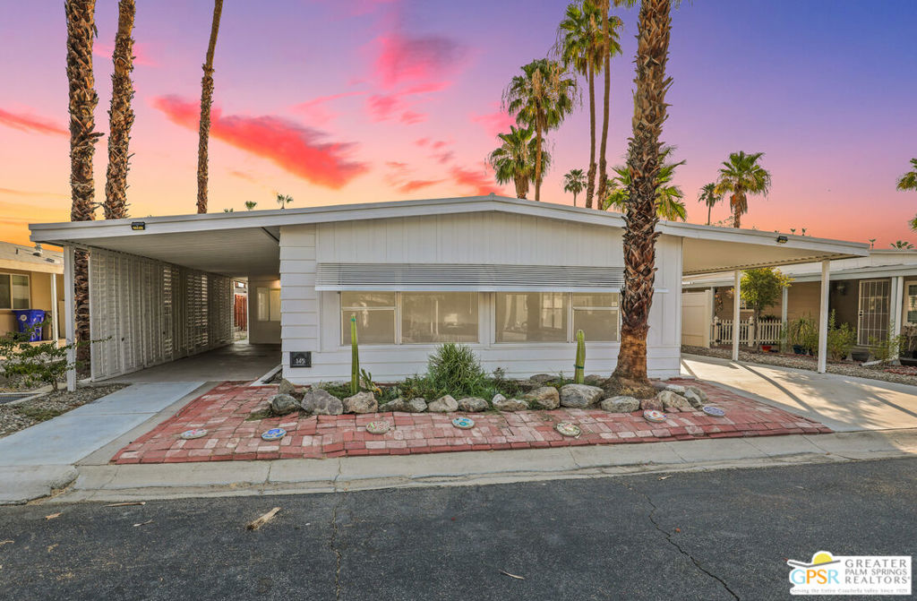Discover your ideal retreat in this move-in ready 2-bedroom, 2-bath home, located within the desirable gated 55+ community of Date Palm Country Club. Recently updated, this charming residence features stylish vinyl plank laminate flooring and an ADA-compliant primary bath, ensuring both comfort and accessibility. With a serviced HVAC unit, covered parking for up to 3 cars, and a storage shed, this home provides convenience and ample space.Step inside to find expansive living and dining areas, perfect for family gatherings, enhanced by a ceiling fan for added comfort. The well-equipped kitchen offers generous storage, complete with a unique peninsula featuring cabinets, drawers, and a gas cooktop. It flows seamlessly into the cozy family room, which includes access to an expanded den/office that boasts its own private entrance. Retreat to the primary bedroom, where you'll enjoy two closets, a ceiling fan, and an ensuite ADA bathroom featuring a shower and updated vanity. The second bedroom also has its own bathroom with a shower, and separate access to the family room, offering privacy for guests. Additional conveniences include a side-by-side laundry area located at the carport entrance. This home is ready for you to host friends and family in style. As a resident of this vibrant 55+ community, you'll enjoy stunning mountain views and a host of amenities, including a golf course, putting area, multiple pools/spas, a dog park, tennis and pickleball courts, a clubhouse, a fitness center, and easy access to Boat/RV storage, all enhancing your desert lifestyle. Park approval is required. Don't miss your chance to experience the best in comfortable, carefree living! **Space rent is currently $1325/month, Elec is SCE. Park bills separately for water, gas, sewer ($23.60) and trash ($28.88).