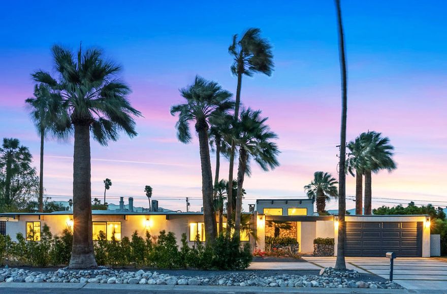 Just waiting for you is the ultimate Palm Springs retreat nestled in the much sought-after Racquet Club Estates. This newly revitalized Post and Beam masterpiece, originally built in 1959, blends iconic midcentury modern design with contemporary luxury. The home has undergone extensive renovations, transforming it into a modern sanctuary. Boasting four bedrooms and three bathrooms, including two lavish primary ensuites, this residence offers the perfect blend of style and comfort. The refreshed interiors feature updated designer lighting and expansive energy efficient windows, enhanced by updated electrical systems, state-of-the-art HVAC systems, and newer drywall and paint creating a residence that is move in ready. The open kitchen, the heart of this home, offers ample storage and counter space, seamlessly connecting to the living and dining areas creating the ideal flow for both everyday living and hosting. Step outside to the ultimate entertaining haven--a chic outdoor living pavilion complete with a fireplace, sleek barbecue, and large bar. Host unforgettable gatherings or just unwind under the desert sky, taking in breathtaking mountain views by the sparkling tiled pool or in the jetted spa. Stay active on the sprawling lawn perfect for croquet, bocce ball, or yoga. With a covered patio and raised sun deck, the outdoor possibilities are endless. This isn't just a home--it's a lifestyle! Whether you're seeking a sophisticated full-time residence, a chic weekend retreat, or a lucrative rental investment, this turnkey furnished property has it all. Don't miss this chance to claim your dream Palm Springs home--act swiftly and start living the lifestyle you've always envisioned!