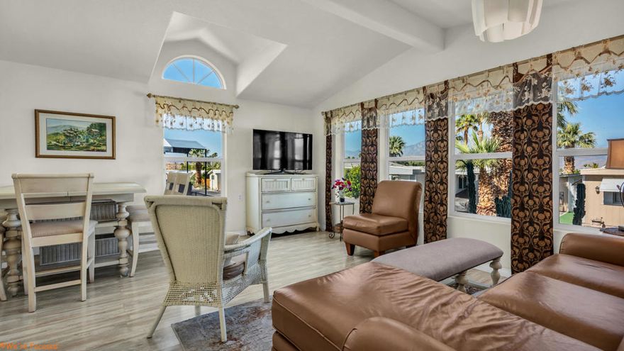 Beautiful, MOVE-IN-READY 2BD/2BA home in the desirable 55+ Joshua Springs community! Built in 2010 and lightly lived in, this IMMACULATE HOME offers an OPEN FLOOR PLAN with CATHEDRAL CEILINGS, vinyl flooring, and ENERGY EFFICENT dual-pane windows showcasing the stunning San Jacinto Mountains. Features include CENTAL A/C, ALL APPLIANCES, and partial furnishings--just bring your suitcase! Enjoy a low-maintenance yard, covered patio, and your own workshop and additional shed. Joshua Springs is a resident-owned community with NATURAL MINERAL WATER pool and spas, plus LOW HOA dues COVERING LAND TAX, WATER, TRASH, SEWER, CABLE, INTERNET, and a new dog park. True pride of ownership and unbeatable value--welcome home!