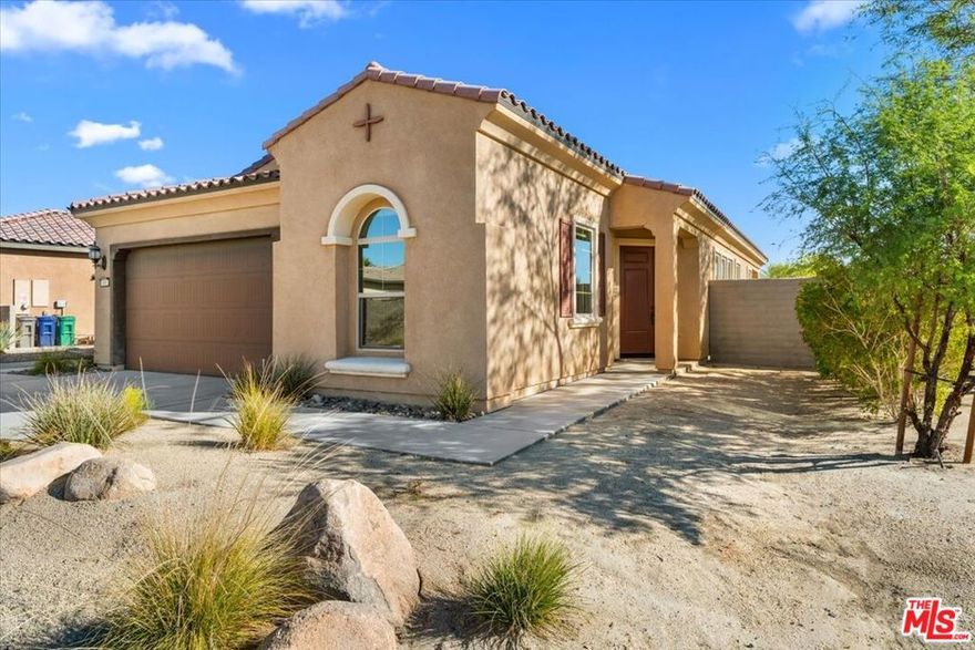 NEW ANNUAL LEASE LISTING - 69 Syrah, Getaway model, 1451 sq ft, two bedrooms, two bathrooms, oversized backyard.  Stainless steel appliances, located in phase 1 of Del Webb Rancho Mirage, a 55+ 24-hour gated community.  This property is close to the clubhouse and 5.5 miles of walking trails.  Del Webb has two pools, a fitness center, a ballroom, pickleball, tennis, and bocce ball courts.  Tenant pays solar $96/month.