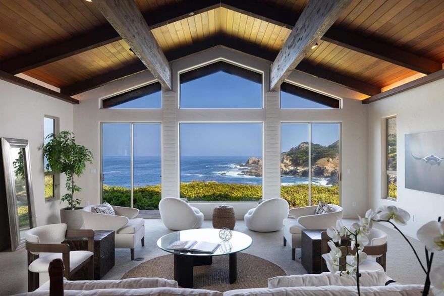 Located just a short drive from all the wonderful amenities of Carmel and Pebble Beach, yet with the dramatic sensations and views of the Big Sur coast, this stunning property in a rare, gated Sea Meadows community is now on the market for the first time ever. With a separate studio and almost 5,400 SqFt of living space, the property provides plentiful room to entertain and host friends and family. Other highlights include a footpath leading down to the shore, vaulted ceilings, new appliances, a large detached 4-car garage with half bath, and spacious living/dining/den areas all with views of the ocean and rugged coastline. With spectacular sunsets, hiking trails all around, and quick trips into town for world-class dining, shopping, and beach days, this is an incredible opportunity for coastal California living at its finest.
