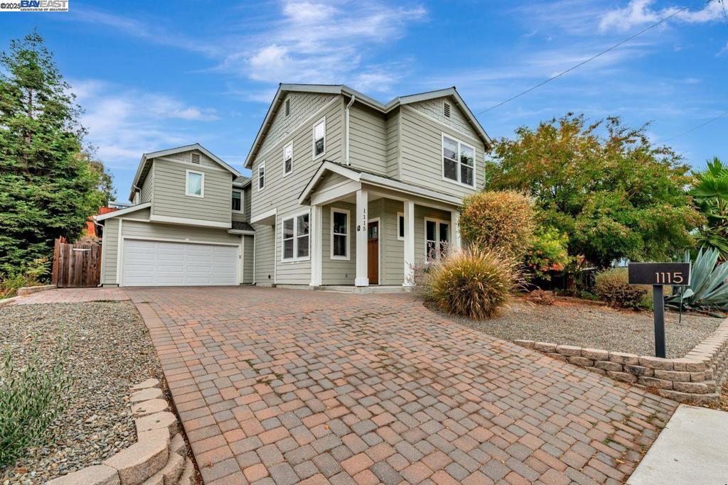This charming 4 bed, 2.5 bath home is just under 2000 sqft, ideally situated near historic downtown Martinez. Built in 2014, this two-story residence boasts crown molding throughout, natural light, and modern amenities including updated kitchen, stainless steel appliances, quartz countertops, and a tankless water heater, The first floor features a spacious media room, dining area, custom bar, and modern kitchen with an eat-in bar that seamlessly flows into the family room, creating an ideal space for entertaining. All bedrooms, including the primary suite, and office nook are located on the second story, as well as the spacious laundry room, providing privacy and comfort. Additional highlights include a spacious garage featuring built-in cabinets, work benches, epoxy flooring, and ample storage. The low maintenance yard has built in shades, a fire pit, a dog run, and ample space for dining alfresco!! This home combines contemporary convenience with a prime location, making it a perfect fit for modern living with no HOA dues!!