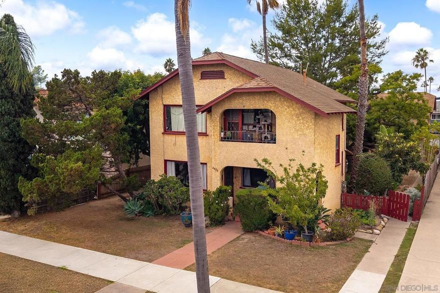 Charming 4-unit property in prime University Heights! The front building features two spacious 2BR/1BA units with hardwood floors, coved ceilings & eat-in kitchens. The rear building includes a 1BR/1BA unit and a studio apartment above 4 garages—great income potential! A specimen pepper tree anchors the open space between buildings, providing plenty of space to add units or enjoy park-like setting this is rare opportunity!  7000 sqft lot  located within the Complete Communities Tier 2 overlay, offering exceptional future development and ADU potential ( see Documents for feasibility study) with increased FAR, reduced parking, and streamlined approvals BUYER TO VERIFY. Ideal for owner-occupant or investor seeking current income and long-term upside in one of San Diego’s most desirable neighborhoods—close to cafés, shops & parks.