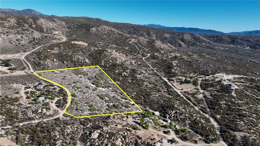 9.99 Acres of mostly flat and usable land in Aguanga Ranchos Community of Aguanga. This lot has lots of possibilities and is the most usable of the 4 lots for sale. Mostly native brush and mountain views abound. Located at 2800 foot elevation and zoning is R-A-10--- Residential Agriculture. 30 minute drive to Temecula. Come build your dream ranch. Adjacent lots available by same owner. Ask your agent or listing agent for full zoning write up.