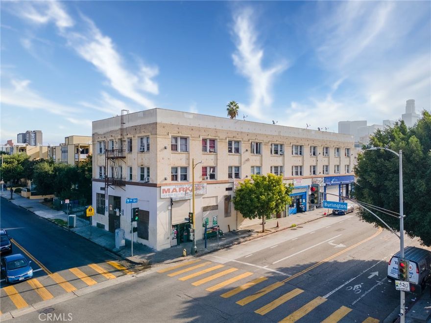 694 S Burlington Ave is a 32-unit mixed use building located in the Pico Union neighborhood. This massive 30,319 sqft building is offered at only $128k/unit and $136/sqft. The property is currently operating at a 7.01% CAP and 7.96 GRM. There is still over 51% upside available once the property is stabilized. The property is individually metered for gas and electric.



The building is comprised of (26) apartment units and (6) Retail Spaces - consistent of (13) 1-Bed+1-Bath, (13) Studio+1Bath. Currently (2) studio/1-bath units are being delivered vacant, offering immediate upside in rental income.



694 S Burlington Ave is conveniently located just minutes from Downtown Los Angeles, with easy access to the 10 and 110 freeways. There are many shops, restaurants and amenities nearby, making this an ideal location for renters.