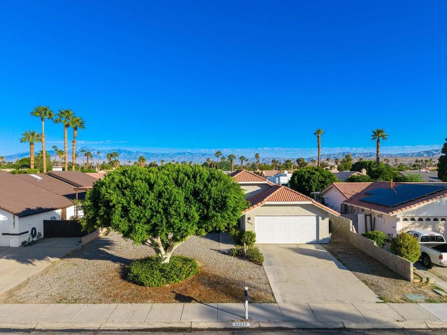 Located in Cathedral City's best neighborhood, Panorama, Don't miss this well-kept and fully remodeled home at 68220 Risueno Road. This home offers solid construction and useful upgrades, including remodeled kitchen and baths.The current owner is only the second owner of this property and the home has been well maintained. One of the best features is the spacious semi-enclosed back patio, added by the current owner--a perfect space for family gatherings, BBQs, or just relaxing outside.The huge backyard with excellent mountain views is a blank slate, ready for your vision. ADU? Pool? Trailer? The side yard has ample space for RV Parking or multiple vehicles. New windows and doors throughout, insulated garage door.Located in a quiet, central neighborhood, you're close to schools, stores, restaurants, and main roads. This is a comfortable, move-in ready home that's great for families, first-time buyers, or anyone looking for a smart investment. Properties in Panorama don't come up often in this price range.