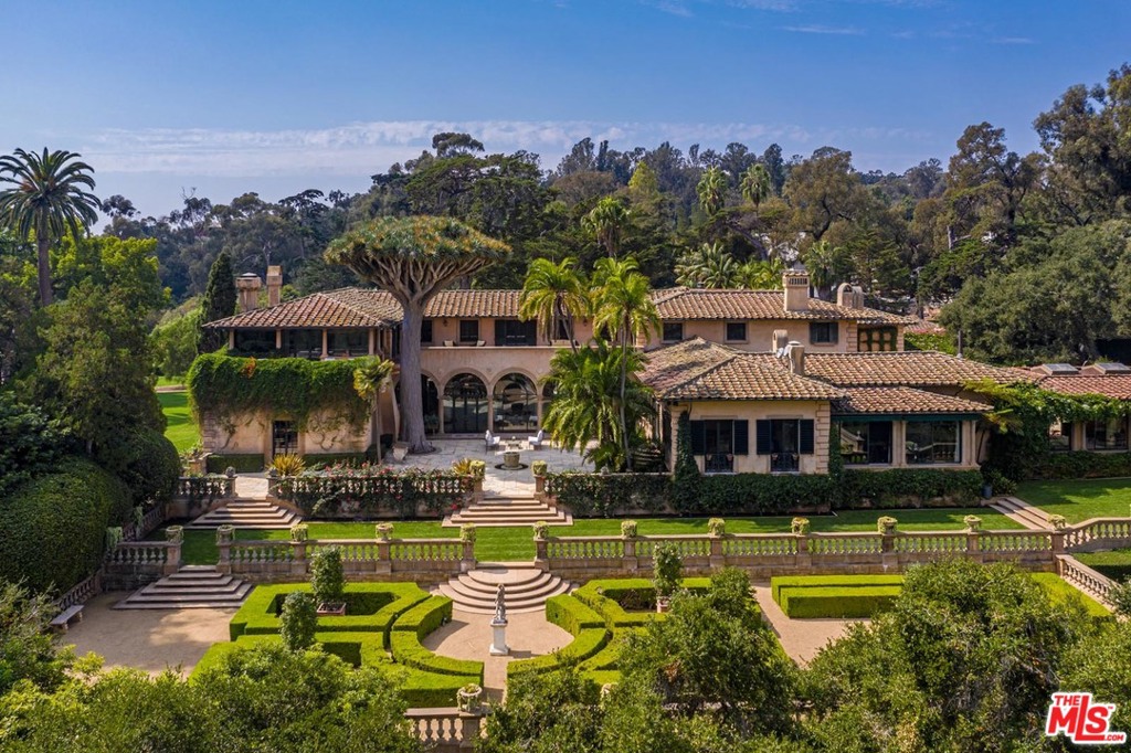 Sotto Il Monte (1927), designed by renowned architect George Washington Smith, is one of Montecito's most revered historic estates. Sited on almost 12 acres, the Italian Renaissance-inspired Villa lives on over 18,000 square feet. The current owners have thoughtfully and fastidiously preserved the Villa and its ancillary structures along with the incredible mature gardens, many of them originally designed in 1927 by noted architect A.E. Hanson. The estate provides 8-bedrooms and 10-bathrooms in the main residence, a pool solarium, and features a 3-bedroom, 2-bathroom guest house, 6-bedroom staff house, 2-level pool pavilion, and automobile storage, including a four-car garage in the motor court, plus a +/- 3,400 sqft climate-controlled collectors garage. The 25-meter swimming pool is surrounded by the "Great English Lawn" with championship tennis court sited just below.