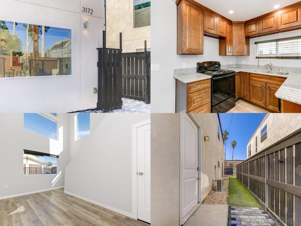 Welcome home to this contemporary and modern 2-story home featuring expansive ceilings, large windows, and lots of natural sunlight with 3 bedrooms and 2 bathrooms. Downstairs features a living room with high ceilings, large bright windows, AC system, ventless washer/dryer combo unit, kitchen with ample storage space, and primary bedroom en suite bath with walk-in shower. Upstairs you'll find even more natural sunlight, views of the city over the neighboring rooftops, 2 bedrooms, and 1 bathroom with a tub/shower combo. Ready for move-in mid-December. There is off-street gated parking located in the front of the home, beautifully paved with stone pavers, plus a large fully fenced back and side yard space.
