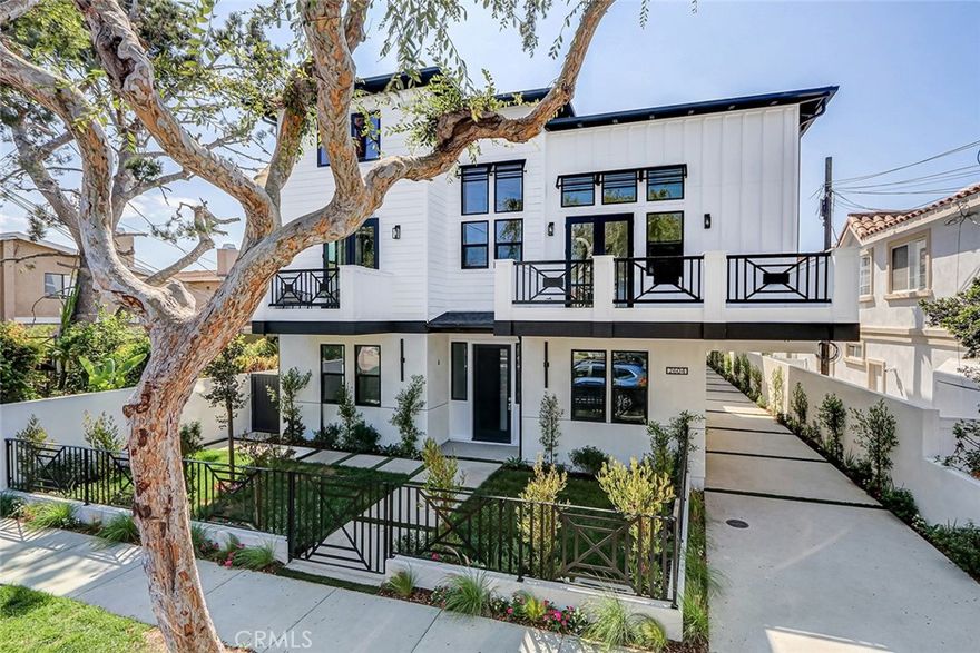 Welcome to 2604 Grant Ave #C, Redondo Beach — a beautifully crafted, modern coastal home offering style, comfort, and smart living. This newly constructed residence is one of three luxury townhomes designed with thoughtful features and high-end finishes throughout. Unit C stands out with its own private yard, stained exposed beams, vaulted ceilings, as well as a mezzanine giving it a spacious, airy feel. Inside, you’ll find scratch-resistant and waterproof flooring throughout — ideal for families, pets, and carefree living. The open-concept kitchen boasts under-cabinet lighting, a farmhouse sink, gas stove and oven, microwave, dishwasher, refrigerator, and a sleek electric exhaust hood. Custom touches like backlit crown molding, a chandelier over the staircase, and mirrors pre-installed in every bathroom elevate the interior aesthetic. The primary suite features a large ceiling fan, Jack and Jill sinks, a standalone soaking tub, and a luxurious rain shower head. Every bedroom is pre-wired for wall-mounted TVs and ceiling fan installation, while the home is climate-controlled with a Nest thermostat system connected via WiFi for seamless temperature management. Enjoy cozy nights with a remote-start gas fireplace and entertainment-ready spaces including an installed large flat-screen TV. The roof deck is fully prepped with gas lines, sink, and electrical for a future grill or firepit, making it the perfect spot for sunset gatherings. This unit includes a 2-car garage plus additional covered parking, Ring camera system, EV charger-ready outlet, automatic garage door opener, and dedicated washer/dryer room ready for your appliances. The property also offers a sump pump with backup, gas water heater, fire sprinkler system, and comprehensive smoke and carbon monoxide detectors for peace of mind. Outside, you’ll find automatic driveway lighting, with turf inserts for curb appeal, drip and sprinkler systems with separate timers and bells, exterior electrical plugs, and minimized HOA fees thanks to efficient planning. Located in desirable North Redondo Beach, close to shops, restaurants, parks, and just minutes from the beach — 2604 Grant Ave #C is more than a home, it's a lifestyle. Don't miss this opportunity to own a turn-key modern masterpiece in one of the South Bay’s most sought-after neighborhoods!