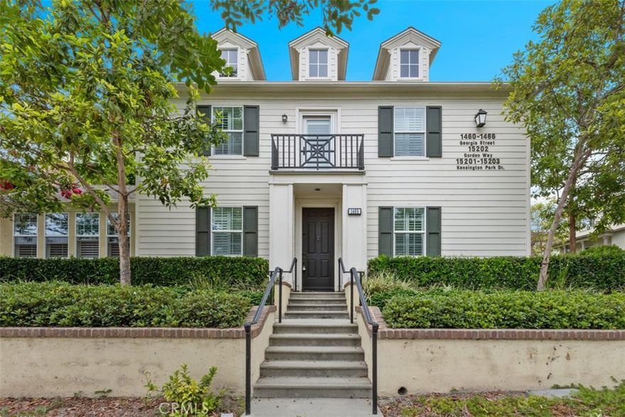 Welcome to this wonderfully upgraded home in Columbus Square. You'll love this highly remodeled 3 bed 2 1/2 bath home featureing a newer kitchen with an abundance of White euro style cabinets, topped with Gray Quartz Counters and a waterfall edge. Full height tiled backsplash. Samsung 5 burner stainless gas range and matching built in microwave. LED recessed lighting, crown molding and tall baseboards. Large format Marbel styled tile flooring throughout home. Open concept offers a large living area with a gas fireplace, built in entertainment storage and accent wall tiled with vertically stacked stone. Most the windows have upgraded wood shutters. Upstairs you'll find a highly upgraded Primary Suite compete with Dual vanity, Quartz counter and illuminated vanity mirrors, a large walk-in shower with a stunning chevron pattern tiled wall and clear glass enclosure. Walk in closet complete with built in closet organizers. The remodeled hall bathroom has white cabinets, quartz counters including a side waterfall. Large format tiled wall and chrome fixtures. Both secondary bedrooms have built-in closet organizers and updated lighting. Large laundry room with plenty space for storage. LED Lighting throughout this home. Central AC and heat with NEST thermostat. Direct access 2 car garage with Gladiator floor tiles, and an extra side storage closet. Home includes a whole house water softener system, kitchen faucet with RO water. Every room in this home has been upgraged. Columbus Square community offers its residents a large clubhouse, pool, sports court, playground areas and many more amenities. The District is a great shopping center located close by that offers ample dining, shopping, or entertainment opportunities.