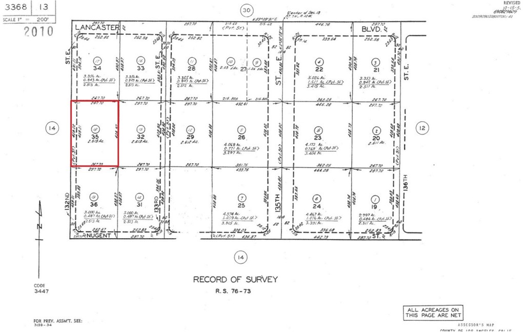 APN: 3368-013-018 Coordinates: 34.695694, -117.893528 2.79 acres for sale in LA County. This lot is located in Lancaster, CA just off of Avenue J and 130th St E. Zoned agricultural, per county records.