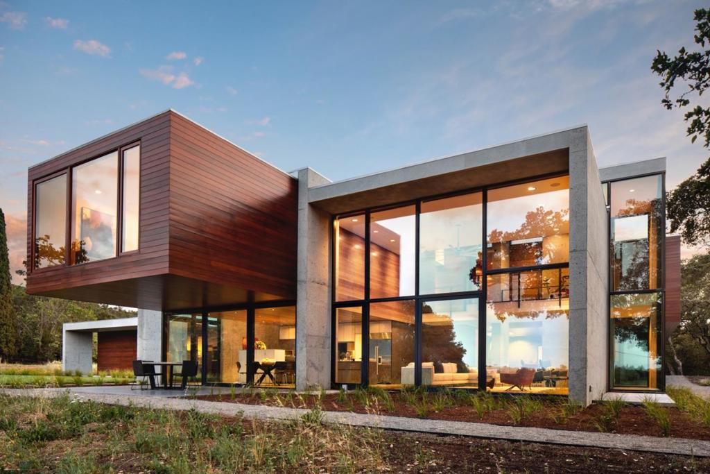Extraordinary ultra-modern home designed by renowned Maryland architect, David Jameson. A private hilltop oasis with striking views of the San Francisco Bay, Bear Gulch Reservoir and the Stanford Dish. The stunning geometry of the architecture allows the outside to seamlessly blend with the inside. The interior features a clean, open layout with large expanses of glass that take full advantage of the surrounding natural beauty. Built with sustainability in mind, the result is a peaceful space that combines privacy and breathtaking beauty all within minutes from downtown Woodside and downtown Menlo Park. There are five bedrooms in the main house and an artfully designed guest house provides another bedroom suite. A zen-like detached studio is perfect for yoga and meditation or could be used as a gym or home office. The property consists of two legal parcels for a total of 8.9 acres. Both are included in the sale.