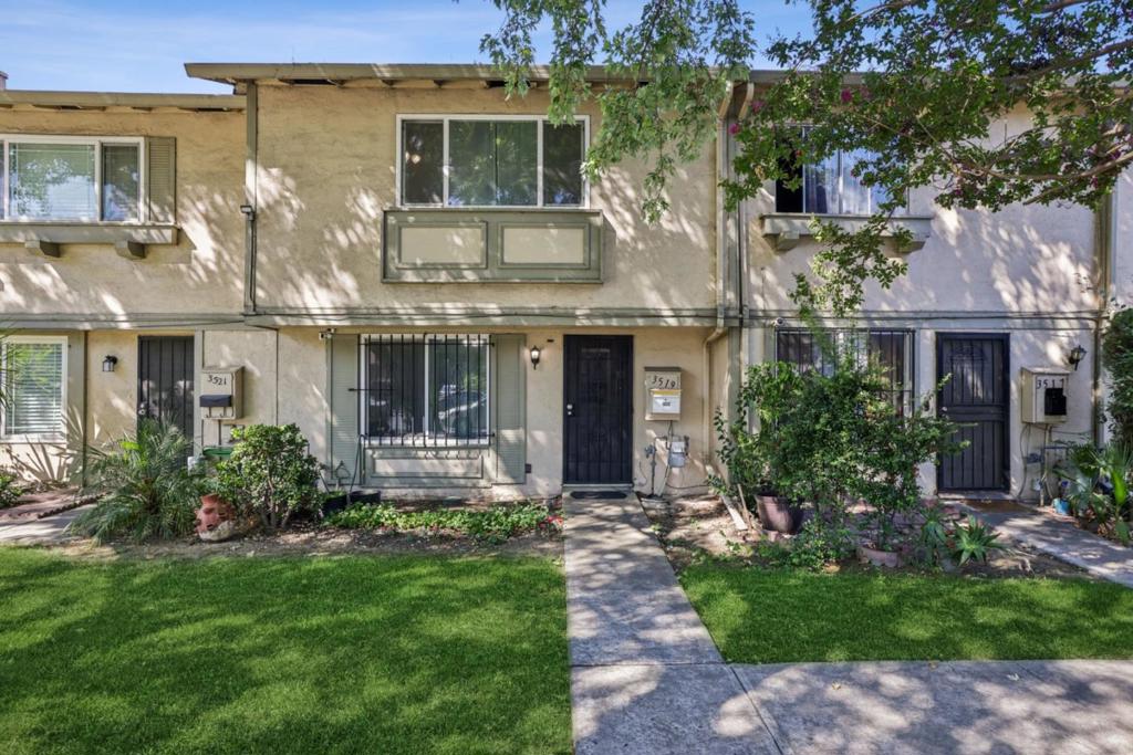 Welcome to this cozy home located in the heart of Silicon Valley. This home offers 1,249 square feet of living space and sits on a minimum lot size of 1,359 square feet. It features freshly painted walls and cabinets with three bedrooms and one full bathroom, along with a convenient half bathroom on the ground floor. The kitchen is well-equipped with a gas oven range and refrigerator, seamlessly connecting to the family room, perfect for casual dining and gatherings. You'll find a mix of tile, carpet, and vinyl/linoleum flooring throughout the home, providing both comfort and style. The home includes a utility room with washer and dryer for laundry convenience. With a two-car garage, this home provides ample parking and storage space. This home is located close to US-101 and CA-87 for an easy commute, and is 15 minutes from San Jose Mineta International Airport. All essential amenities including: grocery stores, libraries, and parks are located within a short walk.
