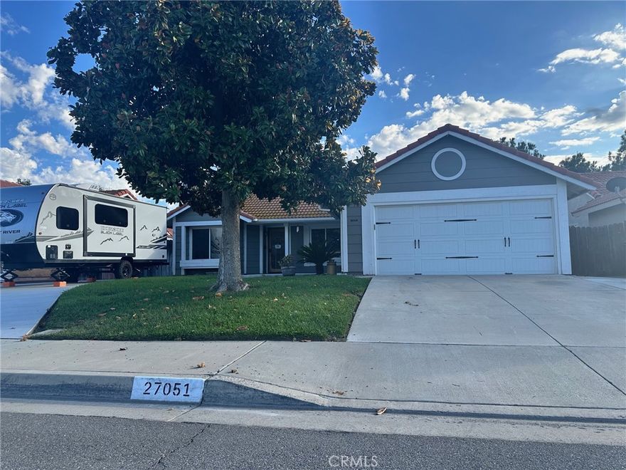 Charming 3bd 2ba Ranch home in West Menifee! No HOA, very LOW tax, RV parking that can accommodate a trailer up to 24 ft comfortably!
This beautiful home has been lovingly upgraded to offer ceramic wood tile flooring, newer windows, newer water heater, newer attic insulation , HVAC and ducts as well as a lovely master bath shower remodel. The kitchen boasts upgraded granite countertops, cast iron farmhouse sink and new stainless steel appliances. Step into the sizable backyard with lush green grass and a 2500sq ft concrete patio complete with patio covers, and BONUS it’s already plumbed and ready for an outdoor kitchen! Don’t miss the 12x16 shed that can be used as an office or workshop complete with electricity and AC. The side yard is 7' 4" wide and can accommodate a small car, truck or boat. This house has also been fitted with a transfer switch so you can easily hook up a generator in case of power outage. What a great find! 
Conveniently located in the heart of Menifee between the 215 and 15 freeways.