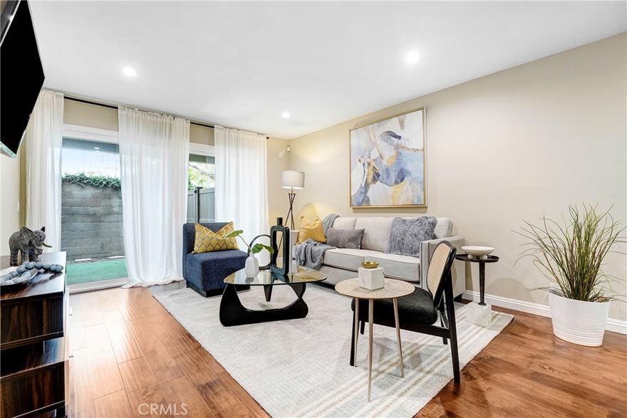 Everything you want! Beautifully maintained 2-bedroom, 2-bath + inside laundry+ large outdoor patio+ 2 parking spaces perfectly situated in a quiet, gated community in the heart of Paramount. This move-in-ready home features an inviting open floor plan, wood flooring, and an updated kitchen equipped with stainless steel appliances and abundant cabinet space. The primary suite offers an en suite bathroom and a generous wall-to-wall closet, while the secondary bedroom provides excellent natural light and comfort. Additional highlights include a smart alarm, central heating and air, a spacious outdoor patio ideal for relaxing or entertaining, and space for 2 cars- one covered and one uncovered. Conveniently located just minutes from local shops, dining, schools, and major freeways, this home is an excellent opportunity for first-time buyers or investors seeking a clean, well-kept property in a prime, central location. Broker and agents do not represent or guarantee the accuracy of the square footage, income, expenses, condition,development potential, bedroom/ bathroom count, lot size or lot lines, dimensions, permitted or non- permitted spaces, or school eligibility. Buyer is advised to independently verify the accuracy of all information with appropriate professionals. There are no warranties or guarantees, buyer to rely solely on his/her/their own
findings.