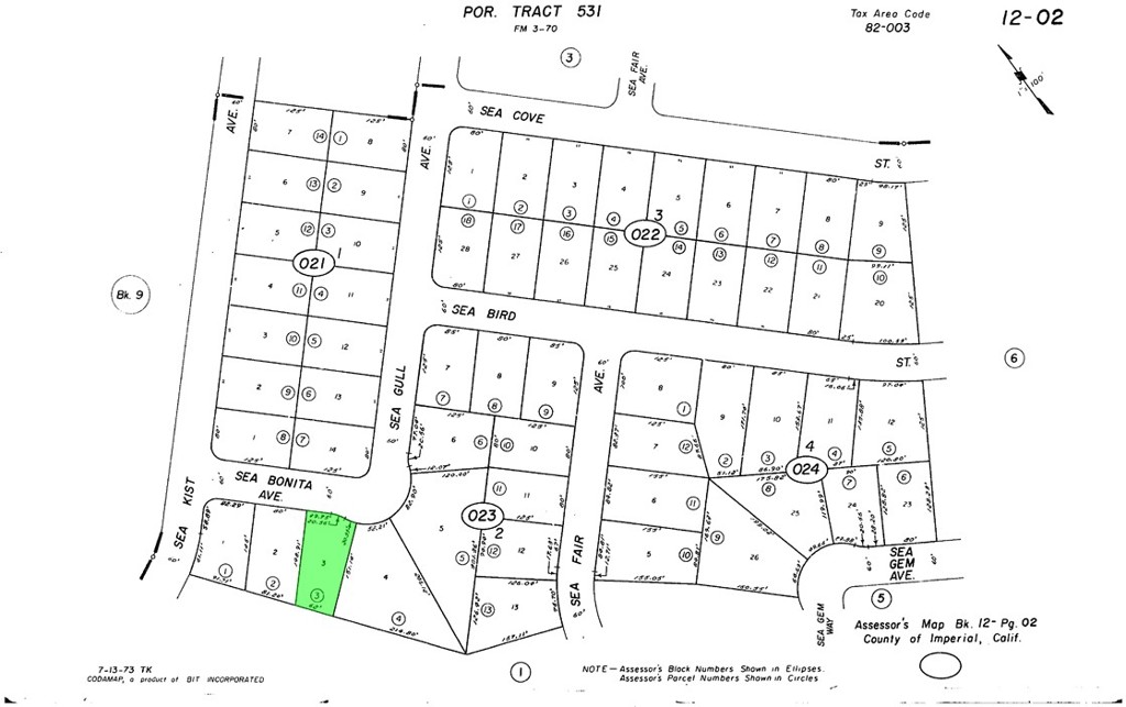 The address associated with this parcel is 2459 Sea Bonita Avenue, Salton City CA 92274. What is reflected is the Parcel# 012-023-003-000 which is +/-0.2484Acres. Zoning is R-1. Located in the area of Salton City which is Unincorporated Imperial County. Access via dirt Sea Bonita Avenue.