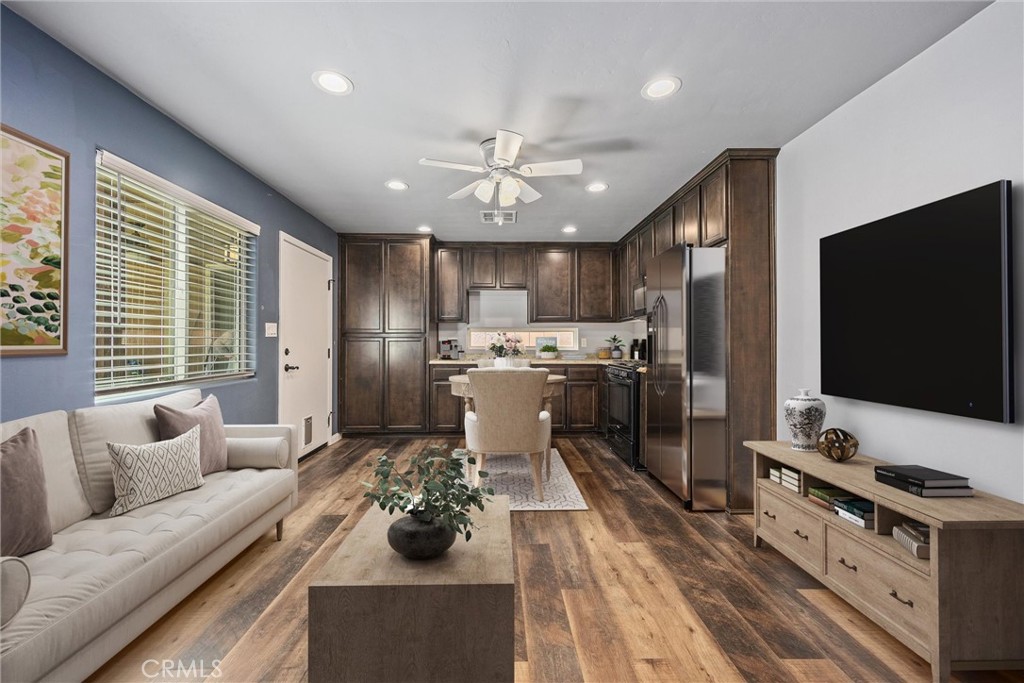 This SW 4B/2B home PLUS a detached 1B/1B ADU with its own private entrance offers endless possibilities. Whether you're dreaming of a rental income stream, a private guest suite, a home office, multigenerational living, or space for adult children, this ADU is a game-changer. The main home features real hardwood flooring in the main living areas, a spacious split-wing layout, and a well-appointed kitchen with ample cabinetry and counter space. The detached ADU includes a full kitchen, living room, bedroom, and bathroom, with stylish wood-look flooring throughout. The backyard offers RV parking and an RV gate ideal for extra vehicles or storage. Located in a growing part of Southwest Bakersfield near the newest shopping centers, restaurants, and up-and-coming businesses. This is the flexible, move-in ready setup buyers are searching for!