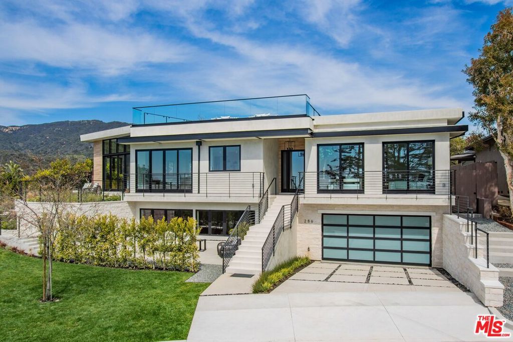 Newer Construction Classic Contemporary Masterpiece in popular Castellammare Mesa location!! Open floor plan with large rooms, 11'-12' ceilings, natural light with an abundance of designer windows to frame the view of ocean, hillside, mountains, and Sunset Mesa!! Local builder has created a brilliant top of the line home with the most intricate finishes!! Starting with a extraordinary cook's kitchen with view, complete Viking package, island, breakfast, and leading to open living space with sitting patio, wall fireplace and formal dining. Breathtaking primary bedroom suite you will never want to leave! Four additional bedrooms suites, and a study/library opening to large flat grassy backyard and a roof top deck for the California sunsets!! Vacation at home with a gym, built in bar and rec room, glass climatized wine cellar, and a private spacious home theatre!! This dream contemporary has it all and you won't want to miss !!! Seller may consider a lease.