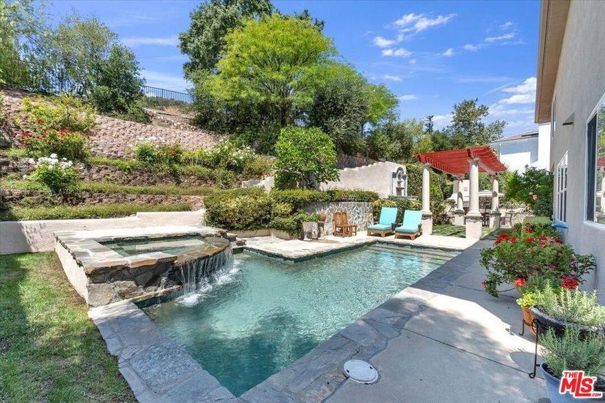 Stunning 4BD/4BA Home in Gated Bridgehaven Estates.  Updated & Move-In Ready! Located in the prestigious gated community of Bridgehaven Estates, this beautifully updated 4-bedroom, 3.5 bathroom home offers comfort, space, and elegance on a quiet cul-de-sac. Community features a sophisticated security system at gated entry. The main level features a formal living and dining room with French doors opening to an outdoor dining area, a guest suite with private bath, powder room, laundry room, and a spacious family room that flows into a chef's kitchen with granite countertops, large island, double ovens, and 5-burner cooktop. Upstairs includes two secondary bedrooms with separate vanities and a shared bathroom, a custom-built library with balcony, and a luxurious primary suite with dual walk-in closets, built-in cabinetry, and spa-like bath with soaking tub and dual shower. Recent updates include: engineered hardwood floors throughout, fresh interior and exterior paint, upgraded landscaping with LED lighting, new pool filter with remote, and more. Additional features: plantation shutters, coffered ceilings, etched glass windows, two fireplaces, and a 3-car garage. The backyard is an entertainer's dream with a Pebble Tec pool and spa, built-in BBQ and smoker, outdoor fireplace, and multiple seating areas. Tiered retaining wall with steps leads to gate to open space, hiking. Don't miss this rare lease opportunity in one of the most serene neighborhoods in the area.