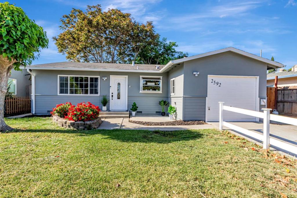 Charming 3-bed, 2-bath Santa Clara home with flexible layout! Bonus room currently used as an office can easily convert to a 4th bedroom. Updated kitchen with gas stove and newer stainless steel appliances. Garage has been partially converted into a formal dining room; remaining space includes laundry hookups, utility sink, and storage. Private backyard, ideal for relaxing or entertaining. Convenient location near major tech companies, shopping, and parks. A versatile home with room to grow!