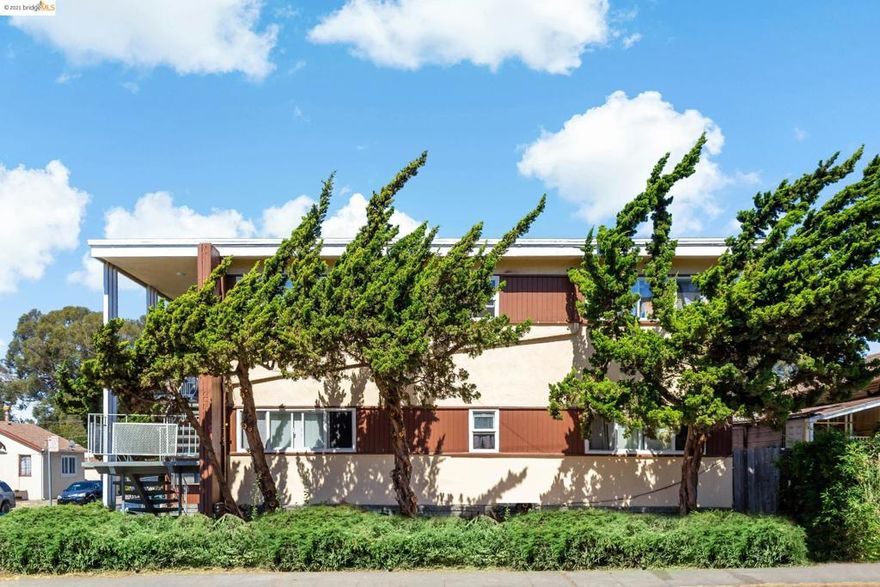 Rare opportunity to own this six unit apartment building centrally located in the desirable Fruitvale area near 35th Ave with easy access to Freeway I-580.   All large two bedroom apartments, four of them have been recently upgraded with hardwood floors, granite countertop and modern bathroom.   Six parking spaces in front of the building. More garage spaces on the first floor. Laundry room and storages in the back.  Current cap rate 5.8%. Pro Forma Cap rate is 6.8%. High cash flow and easy management.