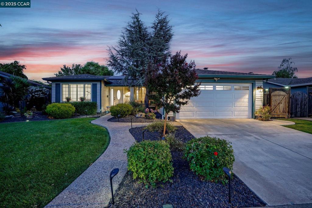 Stunning Single-Story in Valley Trails with over $300K in upgrades! Perfectly positioned on a peaceful court just steps from Valley Trails Park, this beautifully remodeled home blends elegance, comfort, and everyday convenience. Sunlight fills the open spaces through plantation shutters, highlighting hardwood-style floors, crown molding, and recessed lighting. The gourmet kitchen with granite countertops, stainless steel appliances, and a butler’s pantry flows seamlessly into the family room, which features wired surround sound speakers in the ceiling, an upgraded electric fireplace, and a slider to the backyard, creating the perfect setting for gatherings. The spacious primary suite offers a walk-in closet and spa-inspired bath with dual sinks, a Pure Air Jacuzzi tub, and a walk-in shower. Outdoors, enjoy stamped concrete, multiple patios, a freshly power-washed fence that looks brand new, built-in gazebo with lights and a ceiling fan — ideal for alfresco dining or relaxing under the stars. Peace of mind comes with an owned solar system, reinforced foundation, French drain, smart irrigation, owned alarm system and Ring doorbell. Award-winning Pleasanton schools are within a mile. No HOA. Open Sat 8/16 & Sun 8/17 from 1–4 PM.