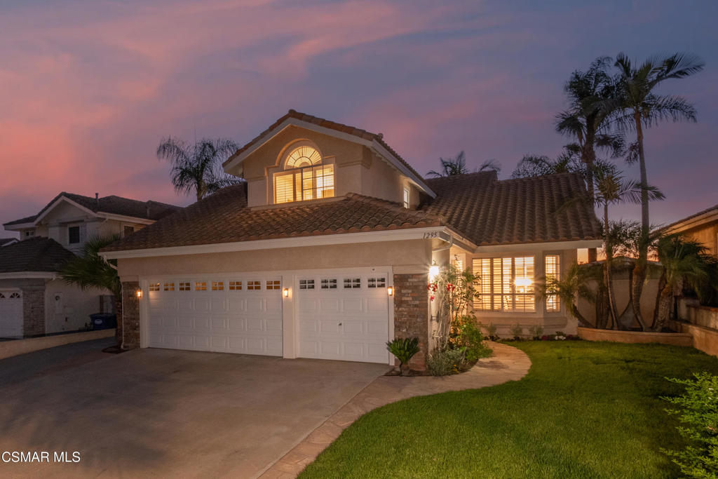 This is the home you have been waiting for! Stunning View home with downstairs bedroom and full bath.Perfectly located in this fabulous Montelena community, in Mission Oaks. Sweeping views and modern comfort come together. This spacious 4 bedroom 3 bath home offers an ideal blend of elegance and functionality, including a highly desirable downstairs office or bathroom. Dark engineered hardwood floors, new fresh designer paint, new lighting as well. Expansive living areas, soaring ceilings, a formal living room with room for dining, and a cozy family room with fireplace, opens to the luminous kitchen. Makes every day living a delight. Remodeled kitchen with stainless steel appliances, brand new oven with microwave, beautiful backsplash enhance the granite counters. Charming bay window framing the views. Upstairs the spacious primary suite has inspiring views, walk in closet with built-ins and new shower door, new recessed lighting.Two additional bedrooms feature a generous size and also mirrored closet doors and built-ins. Outside is where the home truly shines, designed for year around enjoyment with a spa, outdoor fireplace, built-in bbq, and multiple places to sit and entertain. Bubbling nice spa with brand new cover, relax after a hard day and watch the sunsets and twinkling evening skyline. Fresh new paint on wood trim on exterior too. Originally this home was a 3 car garage, one bay has been adapted into a flexible bonus room, ideal for a craft room, gym, office, extra storage or play space. Large side area as well. Soft water hook up as well. If needed garage could easily be converted back to three car garage. Located very close to shopping, great schools, fantastic restaurants, hiking and biking trails, parks with tennis and pickleball. Fabulous climate year around. Your search has ended! Ahhh, gotta love Camarillo!