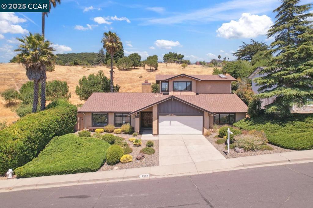 Welcome to 3663 May Road, a spacious and versatile retreat perched at the top of May Valley in the desirable El Sobrante area of Richmond. This home offers the perfect blend of privacy, comfort, and flexibility. Step inside to discover fresh paint, new flooring, and a thoughtful layout featuring 5 bedrooms, including a ground-level junior suite, a bright home office, and an expansive primary retreat upstairs, set apart for added privacy and showcasing stunning views of Mt. Tamalpais. The heart of the home includes a light-filled living room, a cozy, tucked-away family room, a dedicated dining room, a sunny breakfast nook, and a functional kitchen ready for your personal touch. Step outside to a private backyard with no rear or left-side neighbors, mature trees, lush landscaping, and a hardscaped patio perfect for entertaining or relaxing under the stars. A finished shed with electricity in the side yard offers endless possibilities, art studio or creative workspace. With this sought-after floorplan, this home checks all the boxes for space, function, and tranquility, all in a tucked-away yet convenient location. Don't miss your chance to own this rare gem in one of Richmond’s best-kept secrets.