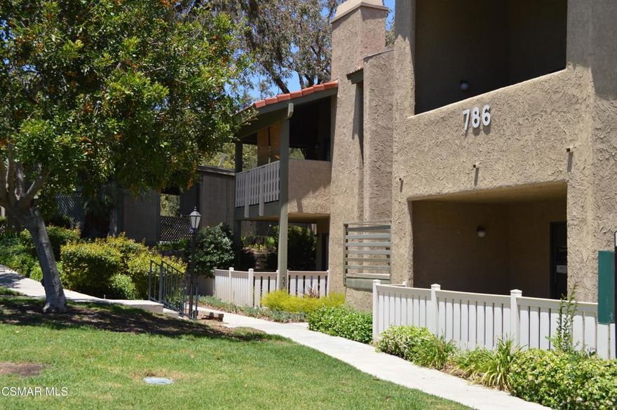 Thoughtful design and modern finishes are uniquely embodied in this remodeled first floor end unit located in the beautiful 55+community of Oaknoll Villas in the highly desired Thousand Oaks. Every detail was carefully selected in this remodeled home. Highlights includes newer stainless steel appliances and farmhouse sink, recessed lighting, quarts counter tops, LVP flooring throughout, upgraded bathroom, scrapped ceilings and extended kitchen counters to create counter top seating. Energy efficient vinyl windows and patio door installed July 2021. Sliding glass doors lead to a spacious patio. Resort style living with a clubhouse, game area/library with fireplace, banquet/meeting room, fully equipped kitchen, fitness center and more. The amenities continue outdoors with walking/biking trails throughout the community's greenbelts, BBQ, pool/spa and shuffleboard. You'll also love the convenience of your own near by covered parking spot, and a great neighborhood near it all with freeway access, shopping and restaurants minutes away.