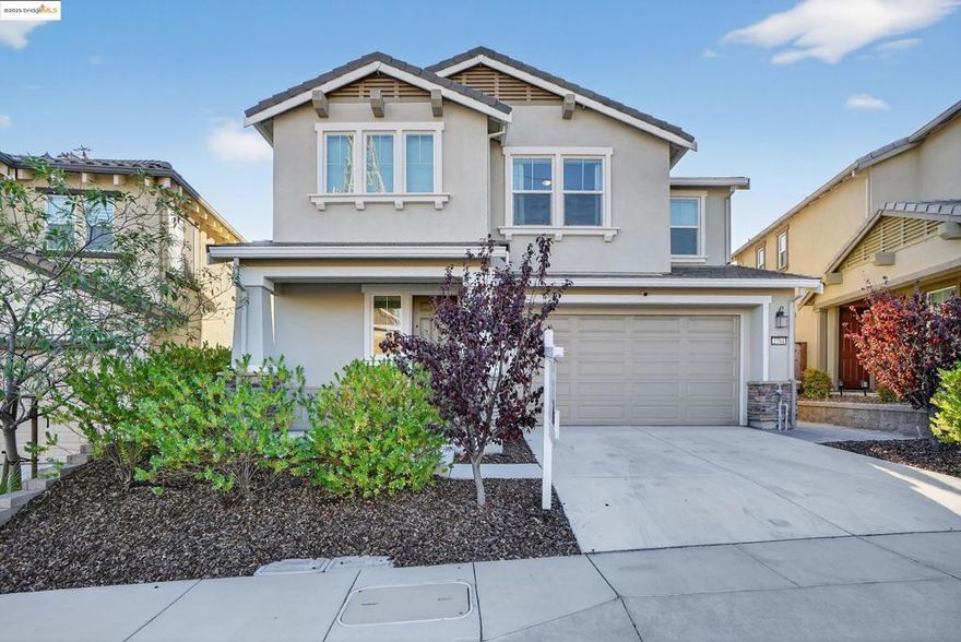 This Energy Efficient & Smart Living home was built in 2019. Very modern home offers 4 spacious BR and 3 Full BA, including a bedroom and full bath on the main level, perfect for guests or home office. Tons of natural lighting! Enjoy panoramic views of Mount Diablo with no rear neighbors, providing a peaceful and private backdrop to daily living.   A 22-panel 8.14 kW solar system reduces energy costs, while smart home technology including thermostat, security cameras, and window/door sensors which adds comfort and peace of mind. The gourmet kitchen features upgraded white cabinetry, modern appliances which includes a brand-new dishwasher, and a 240V outlet ready for an electric or induction range. Washer and dryer are also included in the open laundry room area.  Enjoy a private outdoor oasis with a cool-touch stone patio, lush fruit trees and roses with automated irrigation, premium turf with a playhouse, and finished walkways. Throughout the home includes custom elegant window treatments, blackout shades in the primary suite, and a spa-inspired master bath with a filtered shower head. Master Suite includes custom wardrobes, and panoramic open views. A freshly painted & epoxy-finished garage completes this move-in ready home.  Close to BART, Hwy 4, restaurants and shopping!