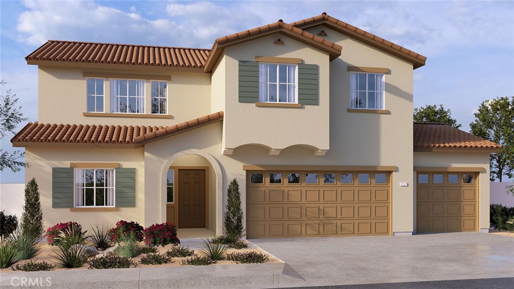 NEW CONSTRUCTION - QUICK MOVE-IN with SOLAR INCLUDED in Wildomar! This 2,537-sf two-story home on a cul-de-sac street with a Spanish façade lives like a single-story home with the Primary bedroom and ensuite bathroom downstairs and another downstairs bedroom and full bathroom! Upstairs you'll find a BONUS ROOM, 3 bedrooms and 1 full bathroom. The island kitchen with breakfast bar includes Whirlpool stainless steel gas cooktop and oven, microwave, dishwasher, Bianco Tiza Quartz counter tops, a pantry closet, and the laundry room is tucked behind the kitchen area. This home also has White shaker-style cabinetry throughout and upgraded designer vinyl flooring in bathrooms, laundry, kitchen and plush carpet in bedrooms, closets and stairwell. To top it all off, the direct access 3-car garage is pre-plumbed for an electric car! This truly modern home has all the Smart Home features you would expect and, is FULLY LANDSCAPED and IRRIGATED in the front yard. The community is situated close to neighborhood parks, shopping and just minutes to freeway access. This home is READY NOW for MOVE-IN and we can't wait to Welcome you Home! **HUGE SAVINGS!! Solar is "No additional cost to your buyer" - it is INCLUDED IN THE PRICE OF THE HOME**