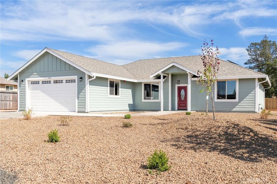 Brand New Lower Paradise Home!
Welcome to your dream home in one of Paradise’s most desirable neighborhoods, offering easy access to Chico and surrounding areas. Built by a longtime local licensed contractor known for exceptional craftsmanship and attention to detail, this brand new 1,829 sq. ft. residence is thoughtfully designed and filled with quality upgrades—including an owned solar system for energy efficiency and long-term savings.
Set on a spacious .41-acre lot, the home is generously set back from the street, creating a lasting first impression with its attractive landscaping, oversized driveway, and excellent curb appeal. The placement enhances both the home’s welcoming presence and the sense of privacy and tranquility.
Inside, the split-bedroom floorplan offers comfort and flow, highlighted by stylish vinyl plank flooring, ceiling fans, and modern fixtures throughout. The gourmet kitchen is a true centerpiece, featuring stainless steel appliances (including refrigerator, dishwasher, and range), a walk-in pantry, and ample counter space—perfect for both everyday living and entertaining. A custom media cabinet with fiber service ensures your technology needs are fully supported.
The luxurious primary suite is a private retreat, showcasing a spa-like en-suite bathroom with an oversized walk-in shower, dual sink vanity, and a generous walk-in closet.
Notable features include:
• Owned solar system for energy savings & sustainability
• Heat pump for efficient heating & cooling
• Extra insulation for comfort & lower energy bills
• Upgraded front door
• Attached 2-car garage with epoxy-finished floor
• Oversized concrete driveway
• Expansive RV parking on both sides of the home
• Concrete walkways & rear patio
• Low-maintenance landscaped yard, ready to enjoy
With its unbeatable location, high-quality finishes, and trusted local craftsmanship, this new construction home offers the very best of Paradise living—style, comfort, and peace of mind. Don’t miss the opportunity to make this stunning home yours—schedule your private tour today!