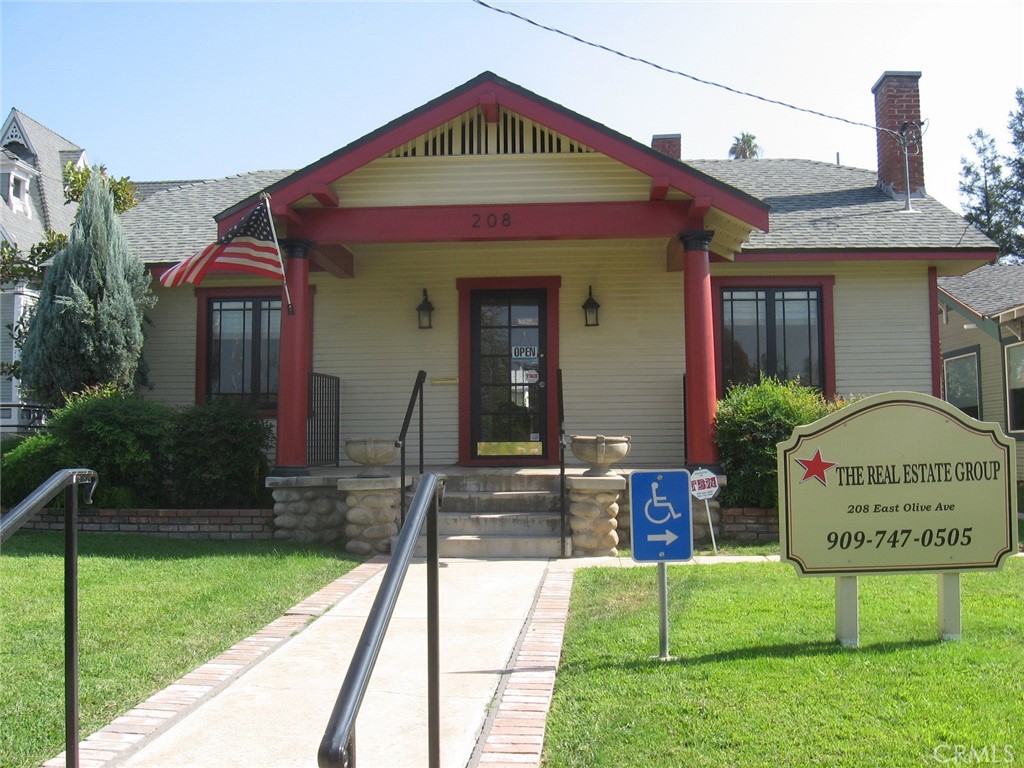 This office is ideally located in downtown Redlands. It has been occupied as different types of businesses for many years and is completely furnished. The private office features a desk, credenza, filing cabinet and book case plus a private half bath. There are 3 additional desks, filing cabinets and credenzas. There is also a 3/4 bath since this was originally a single family residence. The permitted addition serves as a conference room with a storage closet. The stove was removed when this became an office, but there is a sink, and the refrigerator and microwave are included. Located in the back with a shared easement off of Sonora St. are 4 covered carports along with a handicap ramp.