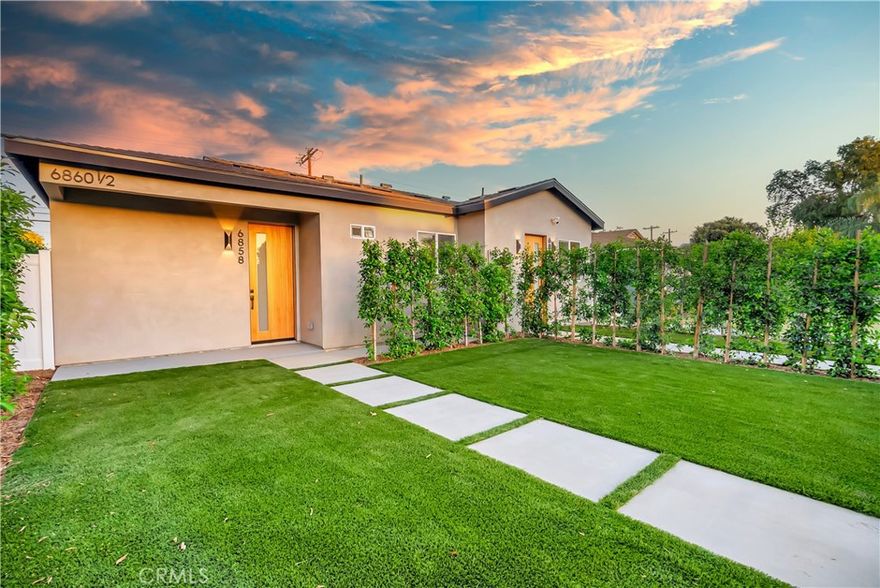 Four Houses on One Lot in Prime Reseda! You read that right!! Welcome to 6858, 6858 ½, 6860 & 6860 ½ Aura Ave! A truly unique property offering endless possibilities for large families seeking space & privacy and for investors looking for an excellent Real Estate Investment with great cash flow. $11,500+ monthly rental income potential makes this property an incredible investment opportunity. This four unit property features a total of 7 bedrooms and 6 bathrooms with a total of approximately 3121 sqft of living space, each unit with its own front yard and private entry. 6858 Aura (Main House): 818 Sqft, 2 beds & 1 bath. 6858 ½ Aura (Junior ADU): 474 Sqft, 1 bed & 1 bath. 6860 Aura (SB9): 1,279 Sqft, 3 beds & 3 baths. 6860 ½ Aura (ADU): 550 Sqft, 1 bed & 1 bath. This property showcases modern exteriors, paid-off solar panels, high ceilings, brand-new plumbing, electrical, sewer lines, HVAC systems, roof, smooth stucco and landscaping. Interiors feature stainless steel appliances, durable new doors, double-pane windows, and open floor plans. Each unit features its own separate electric meter, separate washer & dryer hook ups, private entries, front yard and more. Top of the line Navien gas water heaters for Main House & JADU. while the SB9 and ADU are equipped with top-of-the-line Rheem electric water heaters. SB9 & ADU have both front and back alley access. Don’t miss your chance to own this exceptional four-plex in one of Reseda’s most desirable pockets!