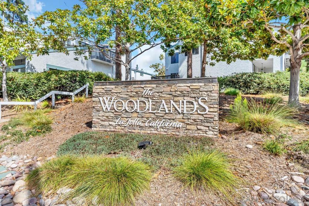 Welcome to this impressive townhome-style condo in the desirable Woodlands complex in La Jolla Village. It features a functional multi-level layout with spacious and airy living areas with an abundance of natural light, stunning wood-beam ceilings, floor-to-ceiling windows off living room, white modern cabinets, sleek kitchen appliances, large open patio and a deck with storage. The vaulted wood ceiling continues up into the bedroom where there is generous closet space and mirrored closet doors. The attached garage with washer/dryer makes living here, easy. Community amenities include a pool, clubhouse and BBQ. This is a prime location near shopping, dining, community park, UCSD, La Jolla Shores and I-5.