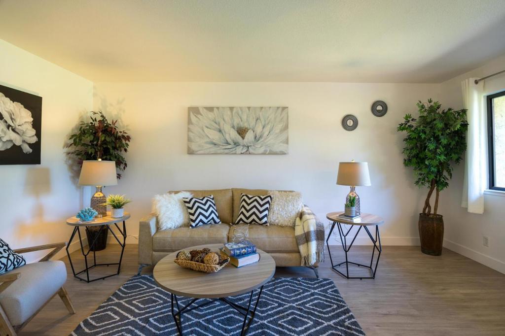 Beautifully remodeled 1st floor condo in the heart of Campbell! Stunning 1 bedroom, 1 bath home offers elegance & convenience, perfect for 1st time buyers, retirees, or professionals. Bright, open living room with sleek new floor & fresh paint. Lovely dining flows into updated kitchen with chic black granite counters, stylish cabinets & gleaming stainless appliances. Perfect breakfast bar for morning coffee or casual meals. Bedroom sanctuary boasting a spacious closet. Impressive bathroom with large counter, ample storage, tub with shower, new shower doors. Fire up the community brick BBQ or unwind by the sparkling pool & spa, complete with lounge chairs for soaking up the sun. Track laundry loads with the app and pay online with ease. Assigned parking spot & plenty of guest parking. HOA covers both water & garbage. Location is everything! Short stroll to the Pruneyard! Visit Trader Joes, boutique shopping, dining, & entertainment. Charming, historic Downtown Campbell offers farmers market, cozy cafes, & lively events. Easy access to all Silicon Valleys tech hubs via Hwys: 17, 280, & 85, Hamilton Ave, Winchester Blvd, S. Bascom Ave, & San Tomas Expressway. Schedule a private tour today & experience the perfect blend of modern comfort, community amenities, & unbeatable location!