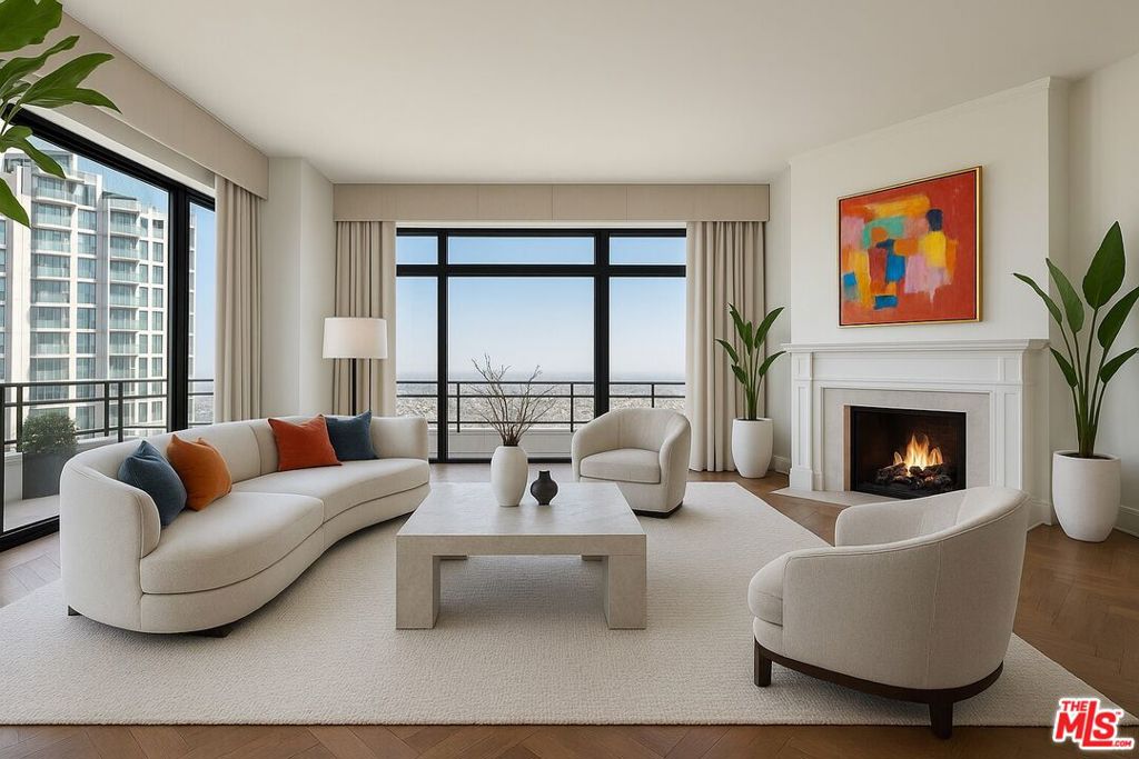 Now priced to sell - occupying the premier top floors of one of Los Angeles' most prestigious full-service buildings, Penthouse East offers an impressive 6,458 square feet of sophisticated interior living space, complemented by 2,289 square feet of private terraces with sweeping, unobstructed views from the city skyline to the Pacific Ocean. This is a rare chance to own one of the largest and most commanding residences on the Wilshire Corridor at an outstanding value. Enter through a private elevator into a stately, marble-clad foyer that leads into a magnificent living room with parquet floors, bespoke built-ins, and floor-to-ceiling glass doors that open onto a dramatic wraparound terrace. A sculptural spiral staircase ascends to two sprawling rooftop terraces, perfect for refined outdoor entertaining under the stars. The thoughtfully designed layout includes four luxurious bedroom suites, highlighted by an expansive primary retreat featuring dual spa-inspired baths, multiple fireplaces, and direct access to the terrace. Additional highlights include a formal dining room with soaring ceilings, a sun-drenched gourmet kitchen with a butler's pantry, and spacious living areas ideal for elegant entertaining. Residents of The Wilshire House enjoy world-class amenities, including 24-hour valet and concierge, a state-of-the-art fitness center, steam room, pool, and banquet facilities. Sophisticated in scale and presentation and priced with intention, Penthouse East is an unmatched offering that defines elevated living on the Wilshire Corridor.
