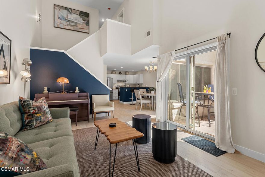 Welcome to this beautifully updated 3-bedroom, 2.5-bath condo, ideally located at the top of the desirable Hidden Canyon community in Westlake Village. This move-in-ready home blends modern upgrades with timeless style and comfort. The living room features soaring vaulted ceilings, a cozy fireplace, and abundant natural light. Custom-built double-pane windows with premium blinds enhance energy efficiency, sound control, and privacy. Freshly painted interiors, wood-like flooring, and recessed lighting create a warm and inviting atmosphere. The kitchen boasts stainless steel appliances, refinished cabinetry, and a brand-new water purification system. Bathrooms have been tastefully updated with new vanities and fixtures. Additional features include central HVAC, a direct-access 2-car garage with built-in cabinetry, laundry hookups, rafter storage, and an upgraded coated floor. Enjoy outdoor living on the oversized private patio, surrounded by lush landscaping. Hidden Canyon offers multiple pools, spas, playgrounds, greenbelts, and scenic walking trails among rolling hills and mature trees. Conveniently located near shops, dining, and award-winning schools, with easy access to Westlake Blvd. and Lindero Canyon, this turnkey residence offers both elegance and practicality in one of Westlake Village's most sought-after communities.