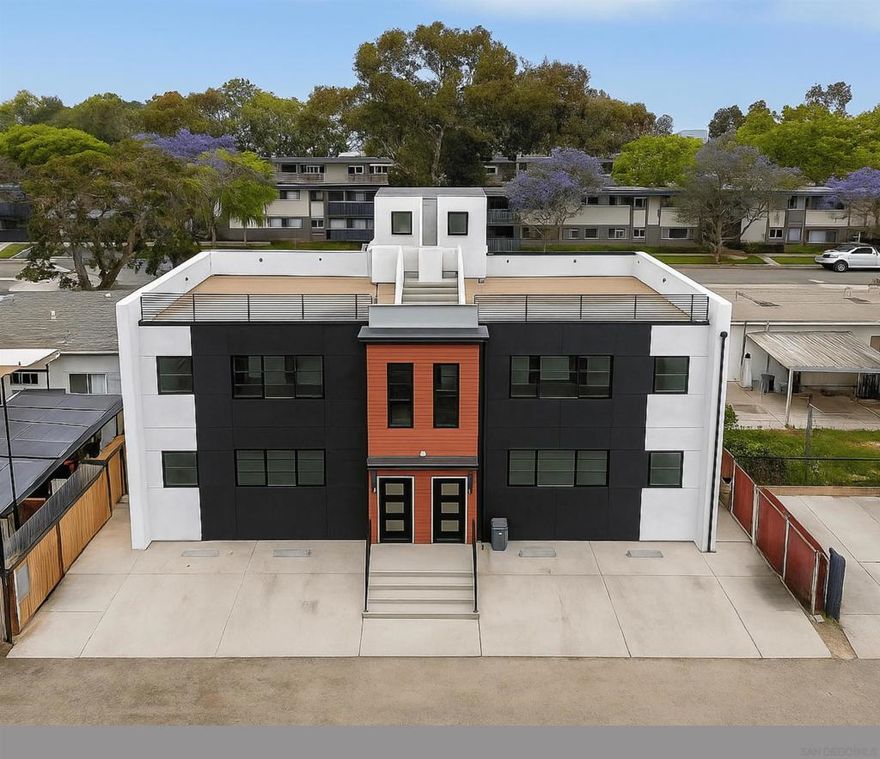 We are pleased to present a newly constructed 6-unit luxury multifamily property located at 3244-3248 Clairemont Drive in the highly desirable Bay Park neighborhood of San Diego, CA 92117. Completed in 2025, this exceptional “Class A” asset offers a prime location in one of San Diego’s most vibrant and scenic urban communities. Bay Park is renowned for its picturesque surroundings, nestled between the natural beauty of Tecolote Canyon Natural Park and the recreational allure of Mission Bay Park, providing residents with a perfect blend of outdoor adventure and urban convenience.  The property features ample off-street parking & a carefully curated unit mix, including two 2-bedroom/2-bath units(831 sq ft), two 2-bedroom/2-bath units (852 sq ft) with 800 sq ft rooftop decks, and two single-story 2-bedroom/1-bath, fully renovated units (805 sq ft). Designed with contemporary finishes and high-end amenities, this property delivers a premium living experience tailored to professionals, students, and small families seeking a balance of modern comfort and access to nature. Its strategic location in Bay Park offers seamless connectivity via Interstate 8, placing key destinations like Downtown San Diego (7 miles), San Diego International Airport (6 miles), and the University of San Diego (3 miles) within a short commute.  Bay Park is considered “Very Walkable,” with residents enjoying easy access to gourmet dining along Morena Boulevard and recreational hotspots such as Tecolote Canyon Golf Course and Playa Pacifica Park.