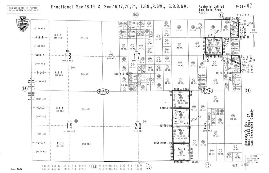 5 Acres of Raw Desert Land – Remote Area APN 0462-074-50-0000. Approximately 5 acres of open desert land in the Adelanto area, located far from existing development. No known utilities to the site; buyer to verify distance and availability of water, power, and sewer. Likely suitable for off-grid / recreational use only at this time. Buyer and buyer’s agent to verify all investigations, zoning, and intended use with the appropriate agencies.
