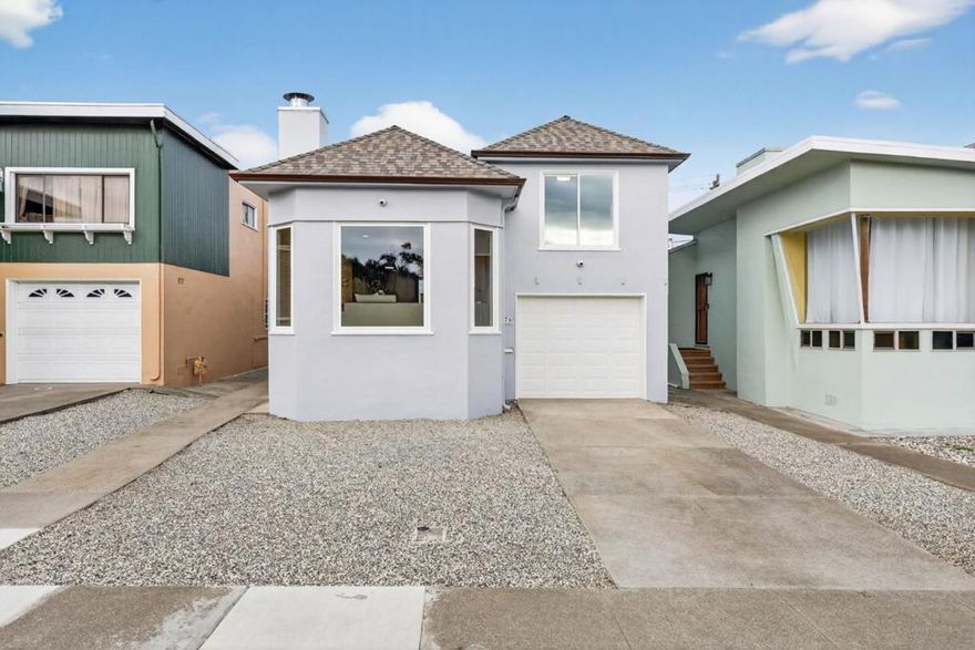 Updated & move-in ready, this beautifully refreshed home sits in Daly Citys desirable Westlake Olympic neighborhood. A bright living room with fireplace and adjoining dining area create warm, inviting spaces, complemented by hardwood floors throughout. Upstairs youll find a primary suite with an updated ensuite bathroom and an additional bedroom with an updated hallway bath, while the lower level offers a versatile room with private entrance and full bathperfect for guests, extended family, or a home office. The renovated kitchen showcases quartz countertops, refinished cabinetry with modern hardware, stainless steel appliances and sink, and recessed lighting. Significant upgrades include a new roof and gutters (installed 2024), fresh interior and exterior paint and a new LG refrigerator. Additional highlights include a large backyard for outdoor enjoyment, in-garage laundry, one-car parking, and a whole-home water filtration system. Ideally located near BART, I-280/35, Westlake Shopping Center, the Olympic Club, SF Golf Club, Lake Merced, and just minutes from San Francisco. A rare blend of charm, comfort, and conveniencethis home is ready for you to enjoy.