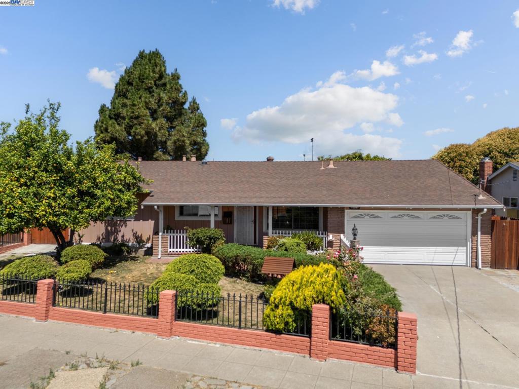 Welcome to this charming 3-bedroom, 1.5-bath, 1,292 SF single-story ranch home nestled in the highly desirable Mount Eden neighborhood. This move-in-ready residence features freshly painted interiors, newly refinished hardwood floors, and dual pane windows that offer energy efficiency and comfort year-round. Step inside to a bright, flowing layout that includes a spacious living room, dining area, cozy family room, and a functional kitchen, perfect for both daily living and entertaining. Natural light fills every corner, creating a warm and inviting atmosphere. Enjoy California living in the sunny backyard, complete with a mature avocado tree that's currently fruiting and a productive lemon tree. The expansive patio space is ideal for gatherings, gardening, or simply relaxing outdoors. Conveniently located just minutes from Costco, Starbucks, shopping centers, parks, and schools, with easy access to freeway 880, San Mateo Bridge, Dumbarton Bridge for commuters Don’t miss your chance to own this well-located and beautifully maintained home in one of Hayward’s most sought-after neighborhoods!