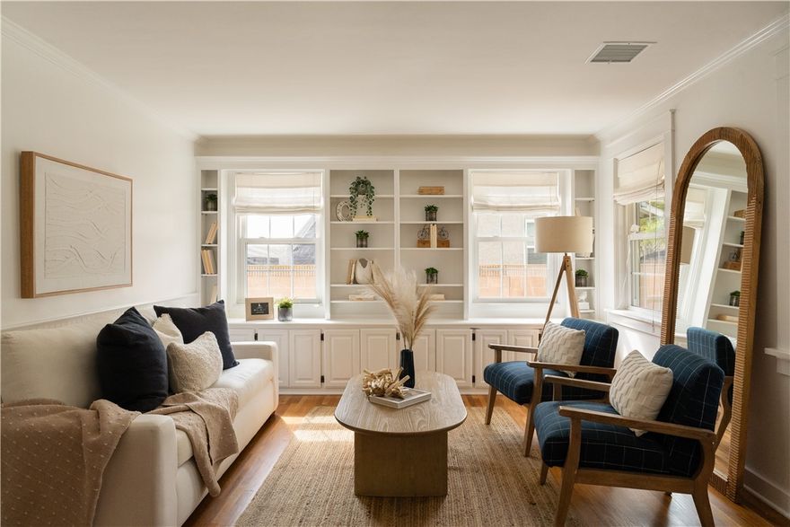 Here's a fantastic opportunity in the lovely Lakewood Village area of Long Beach that offers a picturesque single family on a generously-sized lot. Stepping through the front door, the home's first impression is an enchanting living room with wainscoting, crown moldings, and a built-in bookcase. It's a room that envelopes you in its warmth, providing a serene space to drink a morning cup of joe or curl up on a sofa to read a good book or enjoy the company of friends. Just off the living room are three charming bedrooms and a full bathroom on one side, and the kitchen on the other. The kitchen boasts stainless steel appliances, granite counters, and ample cabinetry. But that's not all. There is a spacious family room with brick fireplace that just screams for a big screen TV, comfy sectional, and offers the perfect setting for some serious binge-worthy TV. Step through the sliding glass door to a large, covered patio that overlooks the professionally landscaped backyard. And not to bury the lead, but let's talk about the endless potential of the 4-car detached garage. Imagine all the things you could do with this space: ADU, workshop, home office, game room, "mancave", "she-shed"... oh and yeah park four cars. Located on a pretty street, this home is nestled in this charming neighborhood and yet is just down the street from Home Depot and Costco. Mic drop.