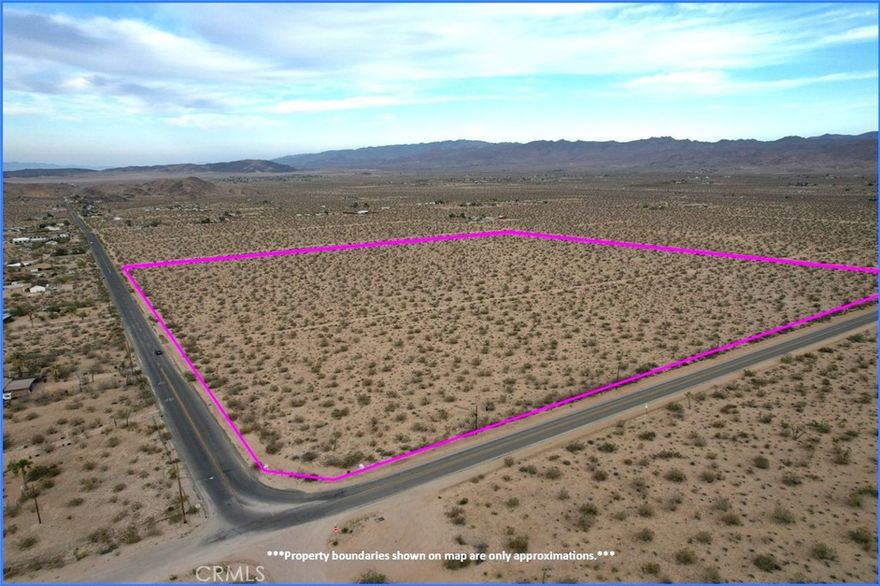 Corner Lot! 38.18 Acres (APN: 0600-131-06) GPS: 34.178412, -116.30816 This corner lot is located in Joshua Tree, CA. San Bernardino County has zoned this property Joshua Tree/Rural Living (JT/RL). This zoning allows for properties to be subdivided into 2.5 acre residential parcels or build your dream home on a large lot. Overhead electricity is available on site (along Sunburst St) as well as across Golden St. The Joshua Basin Water District services the area and provides water in the street along both Sunburst and Golden St. Residents have septic tanks for their sewer needs. Living in Joshua Tree, CA, offers a unique blend of natural beauty and laid-back desert living. Imagine building your desert getaway and waking up to bright desert sunrises, panoramic views of rugged mountains, or dark starry nights. Endless opportunities for outdoor adventures are a short drive away in Joshua Tree National Park. There's always something exciting to explore. Plus, the tight-knit community fosters a sense of belonging, with local shops, art galleries, and events showcasing the area's vibrant culture. Whether you're seeking tranquility or adventure, Joshua Tree welcomes you with open arms. This property does not yet have an address. While the boundary lines on the map offer a glimpse, they are only approximate. A Buyer should verify boundaries, zoning and utilities, ensuring every aspect aligns with their vision for the property.