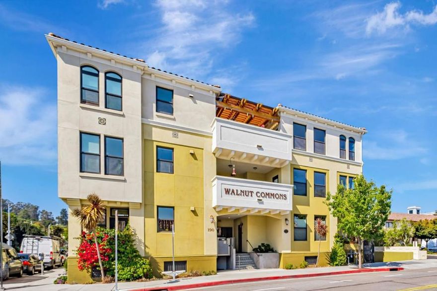 Walnut Commons offers an Urban Co-Housing lifestyle with regular condominium ownership for all ages. This top-floor unit features high ceilings, a sunny balcony, open living/dining/kitchen area, four skylights for extra natural light and airflow, a spacious bedroom with walk-in closet and laundry hookups, and a bathroom with skylight and shower over tub. Enjoy community amenities including a living room with fireplace, dining room with gourmet kitchen, outdoor patio with BBQ, event space, and secure garage with bike storage and EV chargers. Another great bonus are the 2 guest rooms that can be rented for $10 a night. Only 19 units, built to the highest green-building standards. HOA covers most utilities, including internet. A wonderful opportunity to live sustainably and be part of a welcoming community just steps from downtown Santa Cruz.
