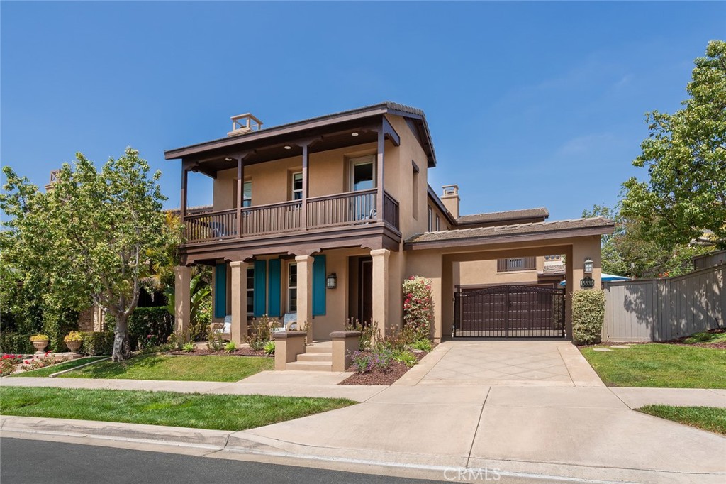 Don’t miss this exceptional opportunity to own a beautifully upgraded family home with 4 bdrm/2.5 baths and flexible spaces throughout. This Del Sur Home is located in a highly sought-after community of North San Diego County with an unmatched blend of family-friendly amenities. Situated on a spacious 7,000+ sq ft lot next to Haaland Glen Park and pool, this property offers a truly outdoor California living experience with plenty of private backyard and side yard space for entertaining, family activities, adding that hot tub, or just relaxing. The house was recently updated with exterior paint, and new low-maintenance landscaping with smart irrigation that give this home an easy to maintain experience and a beautiful appearance. Walk inside this beautifully updated home and experience pride of ownership! The large updated kitchen features quartz countertops, large island, custom Italian tile backsplash, new microwave, sink, and range and a dining area off the kitchen with another door opening up to the expansive courtyard/driveway. The kitchen opens to a large cozy great room that features built-in media cabinetry, surround-sound system, and Clear View retractable screens, large view windows and a door to access the backyard. The south facing room provides plenty of light throughout the downstairs space. Additional features include a private gated porte cochère entrance to an extra wide driveway and landscaped courtyard providing a full enclosure, an extra long driveway, 9’ ceilings, newly replaced garage door, and garage built ins and utility sink. Upstairs features the main bedroom, 3 additional bedrooms and full size bathroom and convenient laundry room. One of the secondary front bedrooms is oversized and can be used as a shared room, spacious office, personal gym or multigenerational living. This bedroom features a second upstairs balcony for sitting and relaxing. An oversized primary suite offers two walk-in closets, soaking spa-style bathtub, separate vanities and a private balcony off the en-suite. Energy-efficient upgrades include owned SunPower solar, dual paned UV windows, new tankless water heater and Metlund D'Mand on-demand hot water re-circulating system. The neighborhood is nestled within the award-winning Poway Unified School District with walking distance to schools and close to trails, 14 parks, 11 pools, community events at the Ranch House, shopping and dining nearby and so much more.
